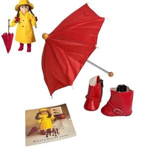 American Girl Molly Galoshes Umbrella Pleasant Co Red Doll Rain Boots Pamphlet